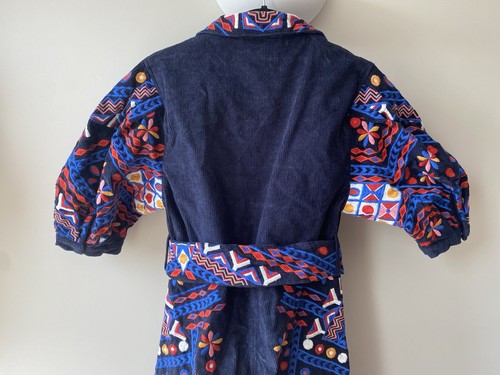 Funky embroidered Farm Rio corduroy jumpsuit XS 8 - Picture 11 of 24