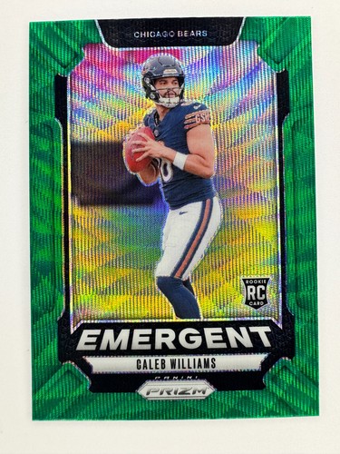 CALEB WILLIAMS 2024 Prizm #1 Emergent GREEN WAVE PRIZM Rookie RC Chicago Bears