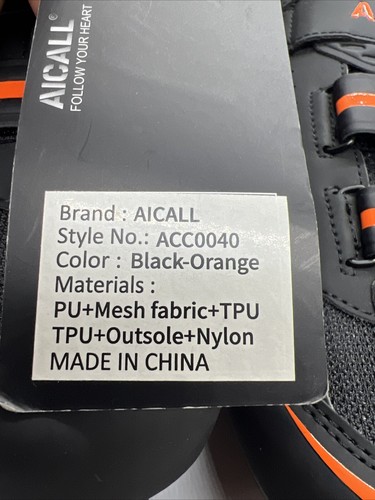 Aicall Cycling Shoes Women’s Size 8 Black Orange Style No: ACC0040 - Picture 8 of 14