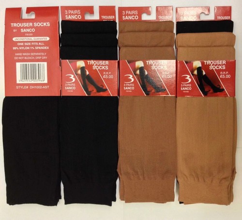 3,6,12 PACKS Women Opaque Knee High Trousers Pop Up Socks Black Or Tan Colours - Picture 2 of 8