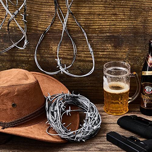 32 Foot Fake Rusted Barbed Wire Decoration 4 Pcs Halloween Plastic Barb Silver - Picture 7 of 8