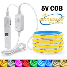COB LED Strip Light 5V 320LEDs/M Motion Sensor Dimmable Flexible DIY Backlight