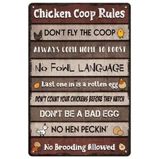Funny Chicken Coop Accessories Rules Sign, Chicken Coop Decor Sign for Funny ...