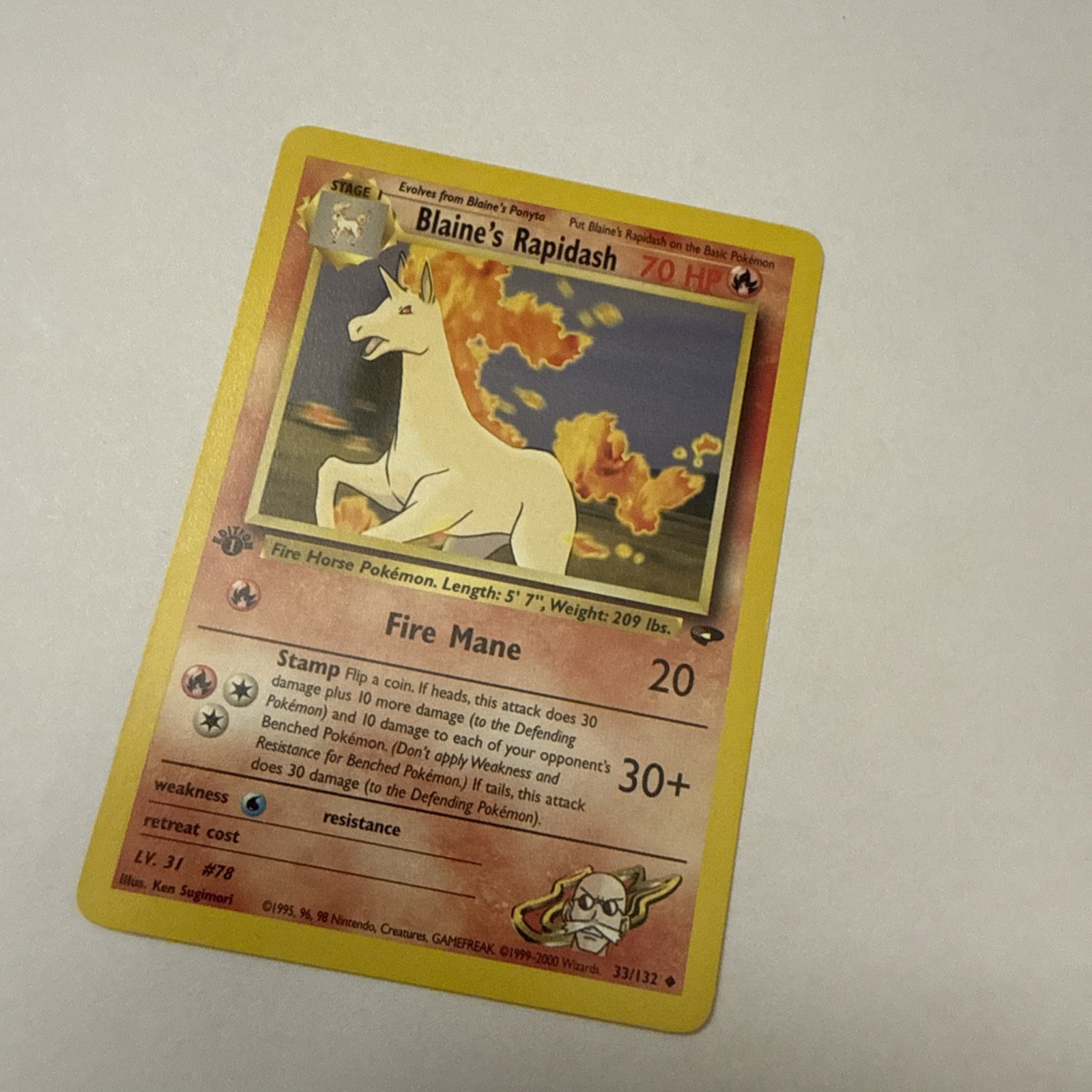 Pokémon Gym Challenge 1st Edition Blaine's Rapidash 33/132 Regular NM