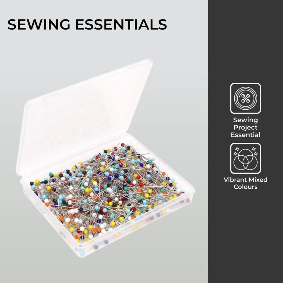 H&S Épingle Couture à Tête de Verre - 500pcs - Lot Epingles a Couture & Cravate - Photo 4/4