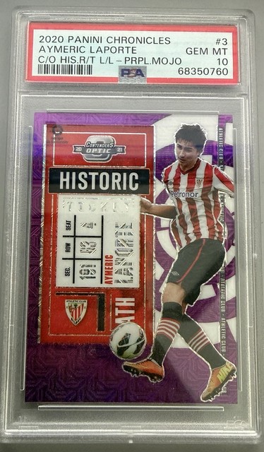2020 Panini Chronicles Aymeric Laporte Historic Ticket Purple Mojo PSA 10 POP 1