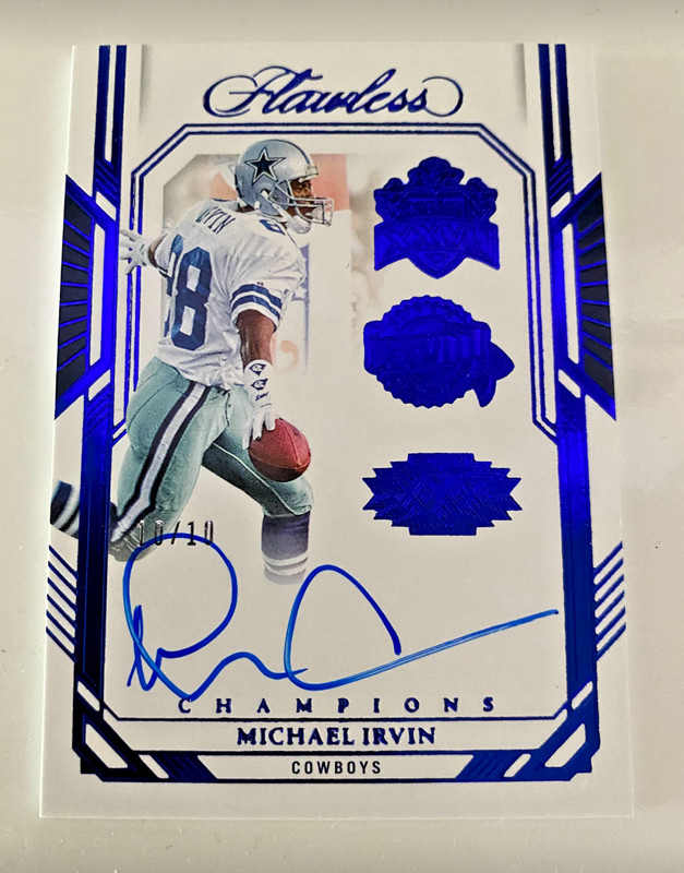 Michael Irvin 2023 Panini Flawless Champions Dallas Cowboys #3X-MIN AUTO /10