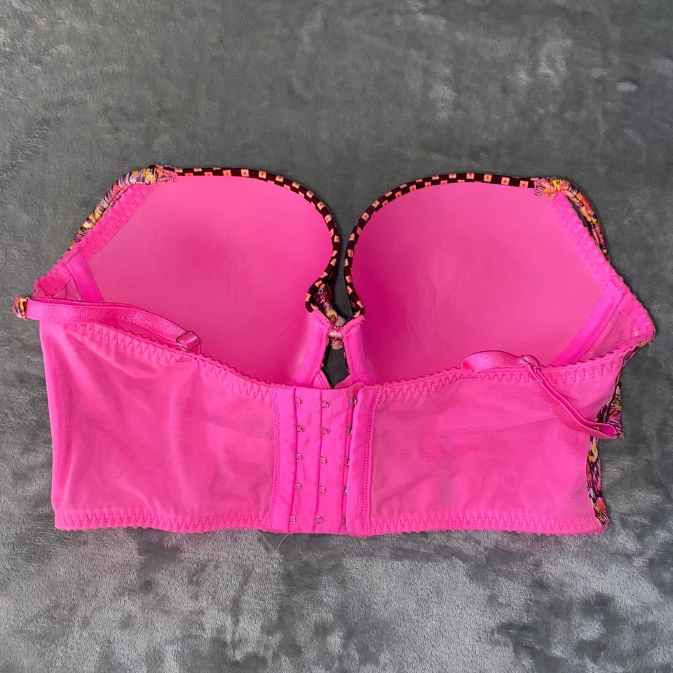 Sujetador Balconet Victoria's Secret Muy Sexy Rosa Estampado Abstracto Tirantes Longline 36C Foto 2 de 4