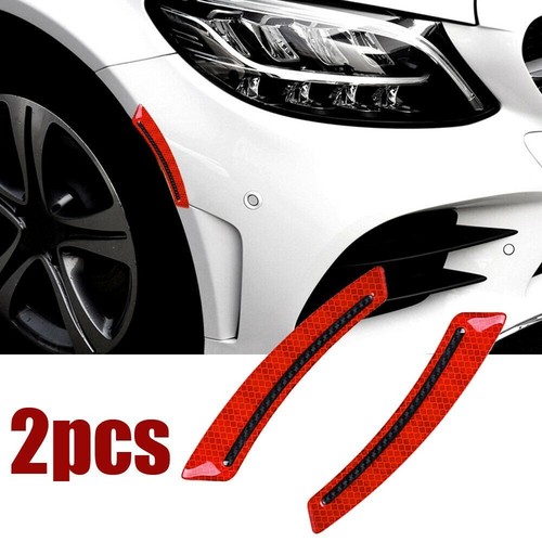 Red Car Wheel Reflective Stickers Carbon Fiber Strip Enhance Reflectivity 2Pcs - Picture 2 of 9