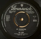 THE WHO MY GENERATION 7" BRUNSWICK (1965) VG MOD BEAT POP ENGLAND