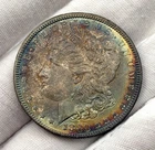1880-P Morgan Silver Dollar $1 Rainbow Toned Natural Toning UNC Gem US Coin