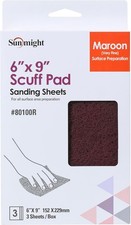 Scuff Pads For Paint Prep Retail Pack 6 X 9 - Maroon 80100r - Aluminum Oxide -