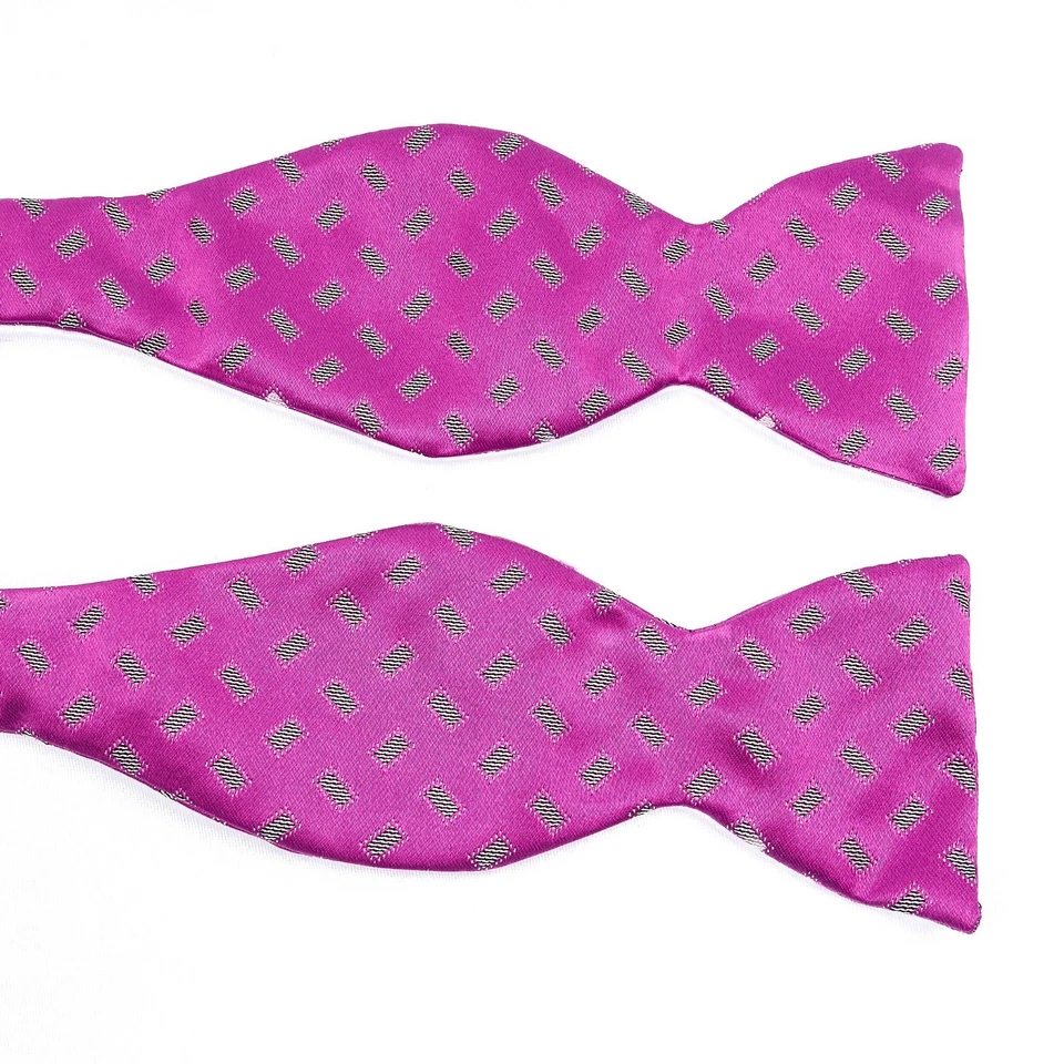 Juego de pajarita y fajarita de seda rosa fucsia geométrica zanahoria y Gibbs Foto 3 de 4