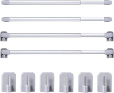 Jetec 4 Pieces French Door Curtain Rod, 15.7 to 27.5 Inches, Silver, Plastic, Ov