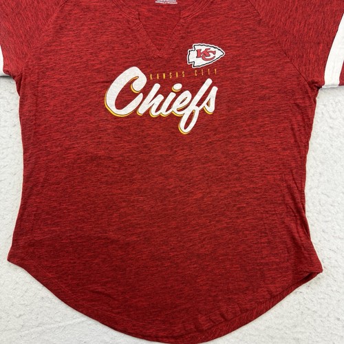 Kansas City Chiefs Shirt Womens XXL Red White V Neck Short Sleeve Majestic NFL - Picture 4 of 12