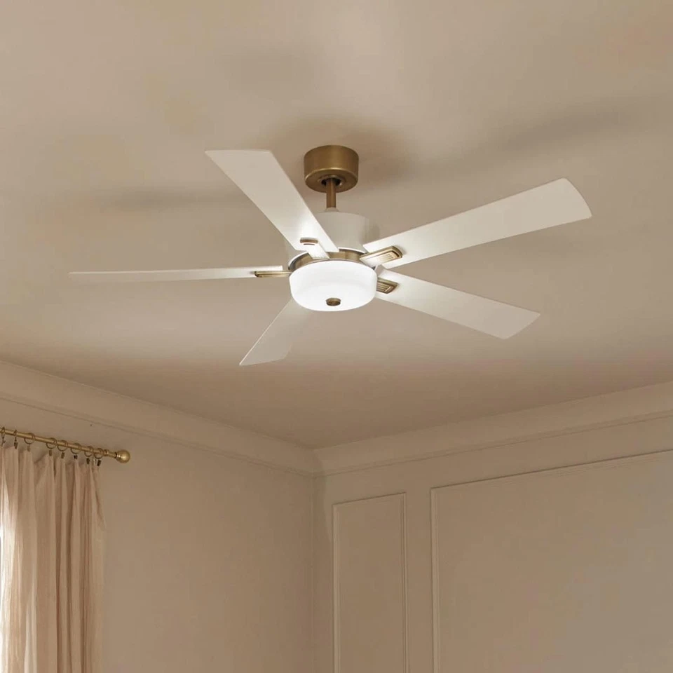 Kichler Lighting 300395WH Icon Indoor Ceiling Fan Brushed Natural Brass - Image 3 of 4