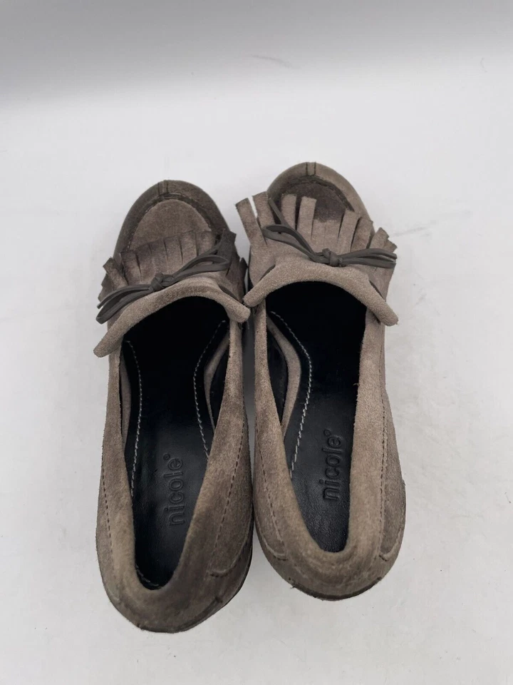 Nicole Tacones Al Tobillo Para Mujer Talla 6M Marrón Borla Gamuza Cuero Puntera Cerrada Foto 4 de 4