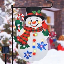 12 x 18 Inches Lighted Snowman Garden Flag Decorations - multior 