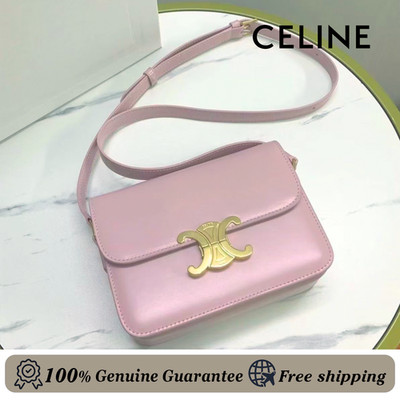 CELINE Triomphe Teen baby pink Calfskin Shoulder Bag & Authentic