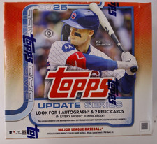 Topps Baseball 2025 Update Series Jumbo Box: 400 trading cards, 1 auto, 2 relic
