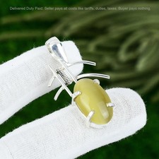 925 Silver Oval Chrysoberyl Stone Trendy Handmade Sister Bezel Pendant Jewelry