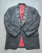 Lancetti Super 160's Texture Black Dinner Jacket Shawl Lapel 48R Made In Chicago