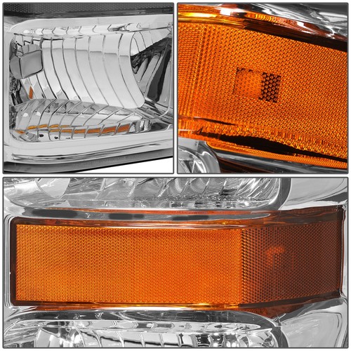 Fit 2008-2010 Ford Super Duty Pair Chrome Housing Amber Side Headlight/Lamp Set - Picture 4 of 7