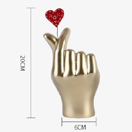 Gesto de amor estatua de una mano decoraciones doradas, escultura moderna de resina Residenta2633 - Imagen 6 de 6