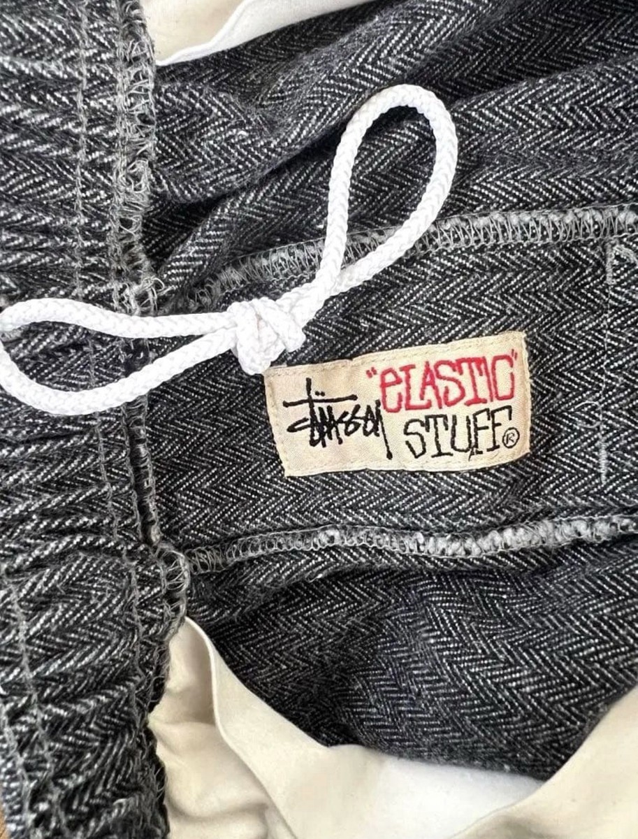 Stussy Elastic Stuff Herringbone Easy Pants 00s Japan Line Cotton