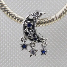 Authentic Pandora S925 ALE Blue Star & Crescent Moon Charm 799643C01