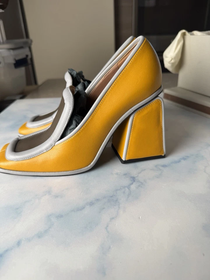 MARNI TRI COLOR BLOCK HEELED LOAFER SIZE 6,5 - Image 2 of 4