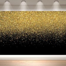 Black and Gold Photography Backdrop 10x6.5 Ft Gold Glitter Party Decor