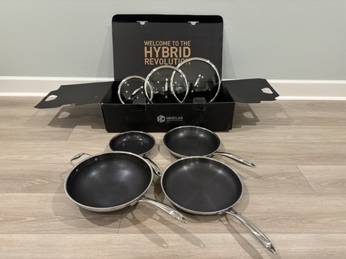 HexClad Hybrid Padella e Wok Set 7 Pezzi | Scatola Aperta | Antiaderente