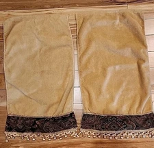 Vintage Croscill Home Hand Towels Set Of Two Gold Braided With Tassels Bathroom 