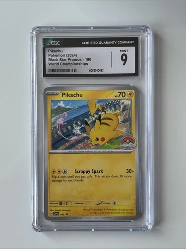 2024 Pokemon World Championships Pikachu Black Star Promo #190 CGC 9