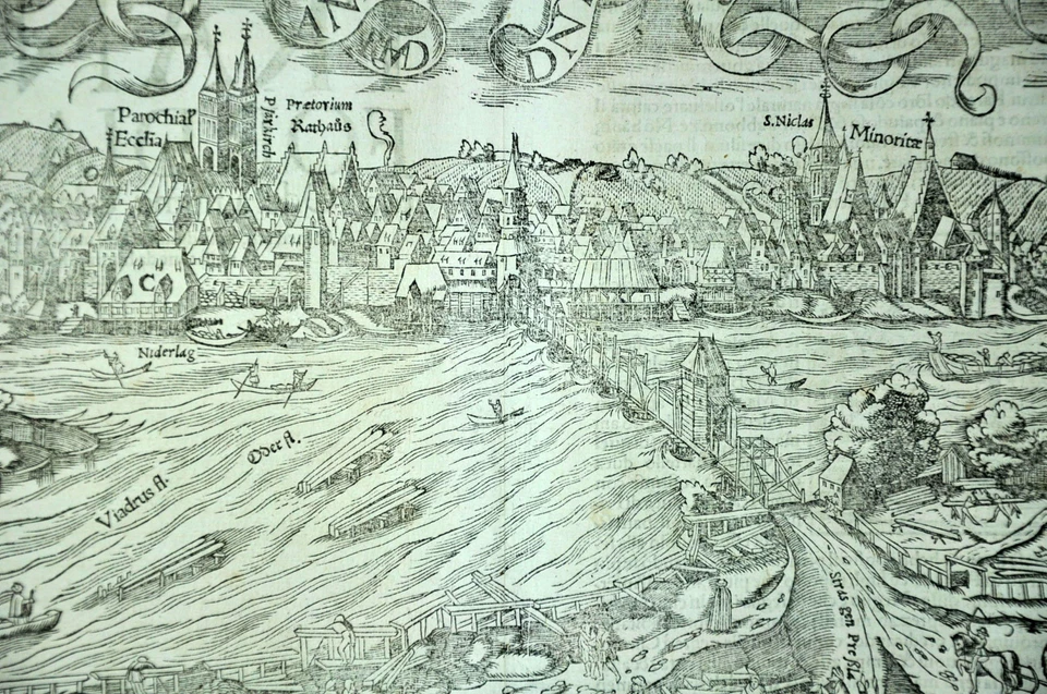 ANTIQUE ORIGINAL SEBASTIAN MUNSTER WOODCUT COSMOGRAPHIA GERMANY FRANKFURT 1548 - Image 2 of 4