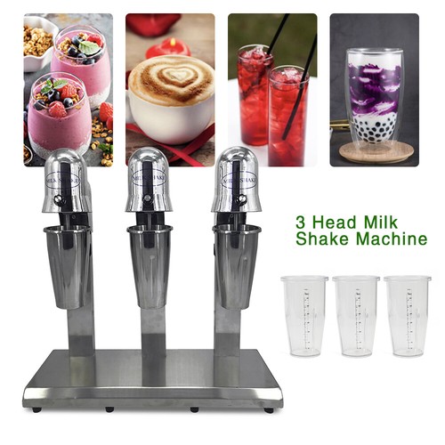 Electric Milkshake Drink Mixer Stainless Steel Milk Shake Machine W 3 Mixer Head - Picture 3 of 14