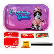 Metal Rolling Tray Meowy Jane Combo Bundle Kit RAW, SKY HIGH Gift Pack #2