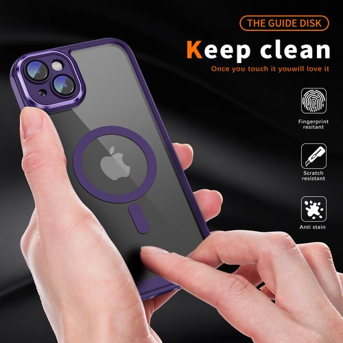 For iPhone 15 14 Pro Max 13 12 Transparent Magsafe Lens Protection Case Cover - Photo 35 sur 55