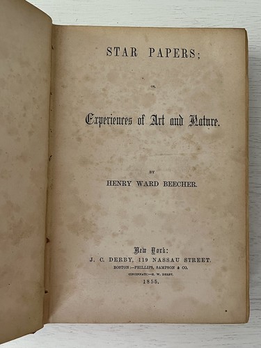 Henry Ward Beecher Star Papers Experiences of Art & Nature First Edition- Rare - Picture 6 of 11