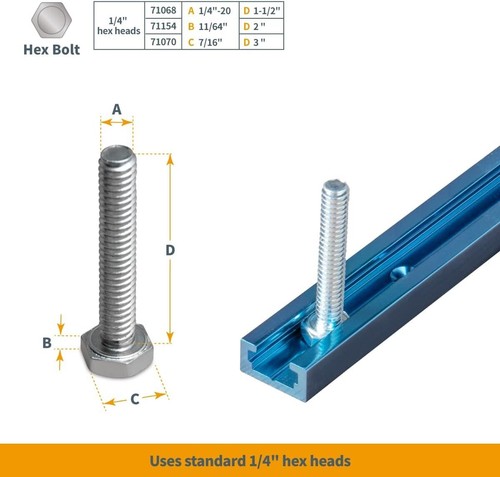 Powertec 4 Stück 36" Doppelschnitt Profil Universal T-Schiene & 4 Stück Niederhalter - Bild 6 von 9