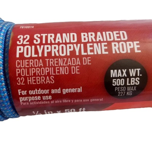 Ace Rope 32 Strand Braided Polypropylene Outdoor Grappling 1/2" x 50 Ft 500 Lb - Picture 2 of 12