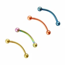 Pair of Snake Eyes 16G Tongue Barbell Surgical Steel Anodized - 4 Colors