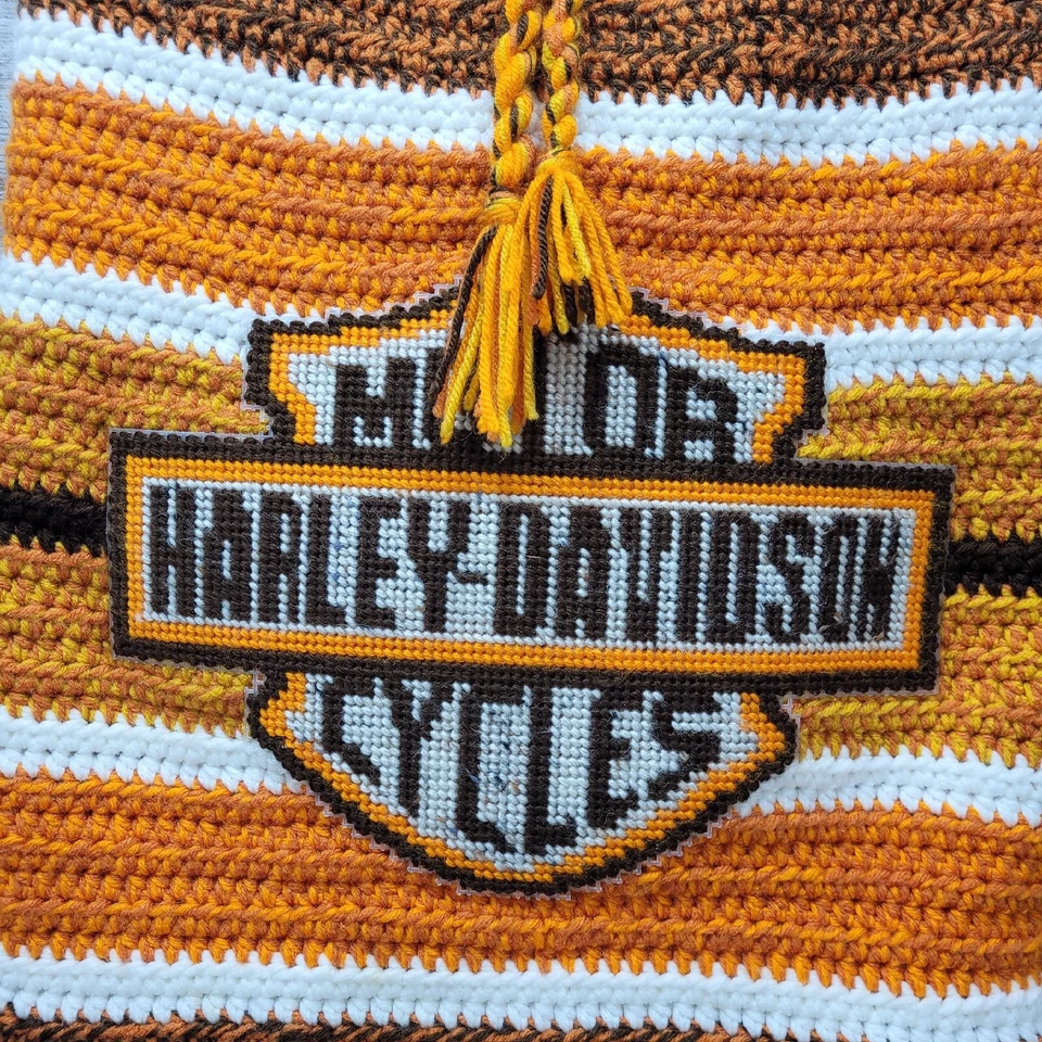 Bolso de Mano Grande Casero Harley Davidson Motocicleta Tejido a Crochet Correa para el Hombro Foto 2 de 4