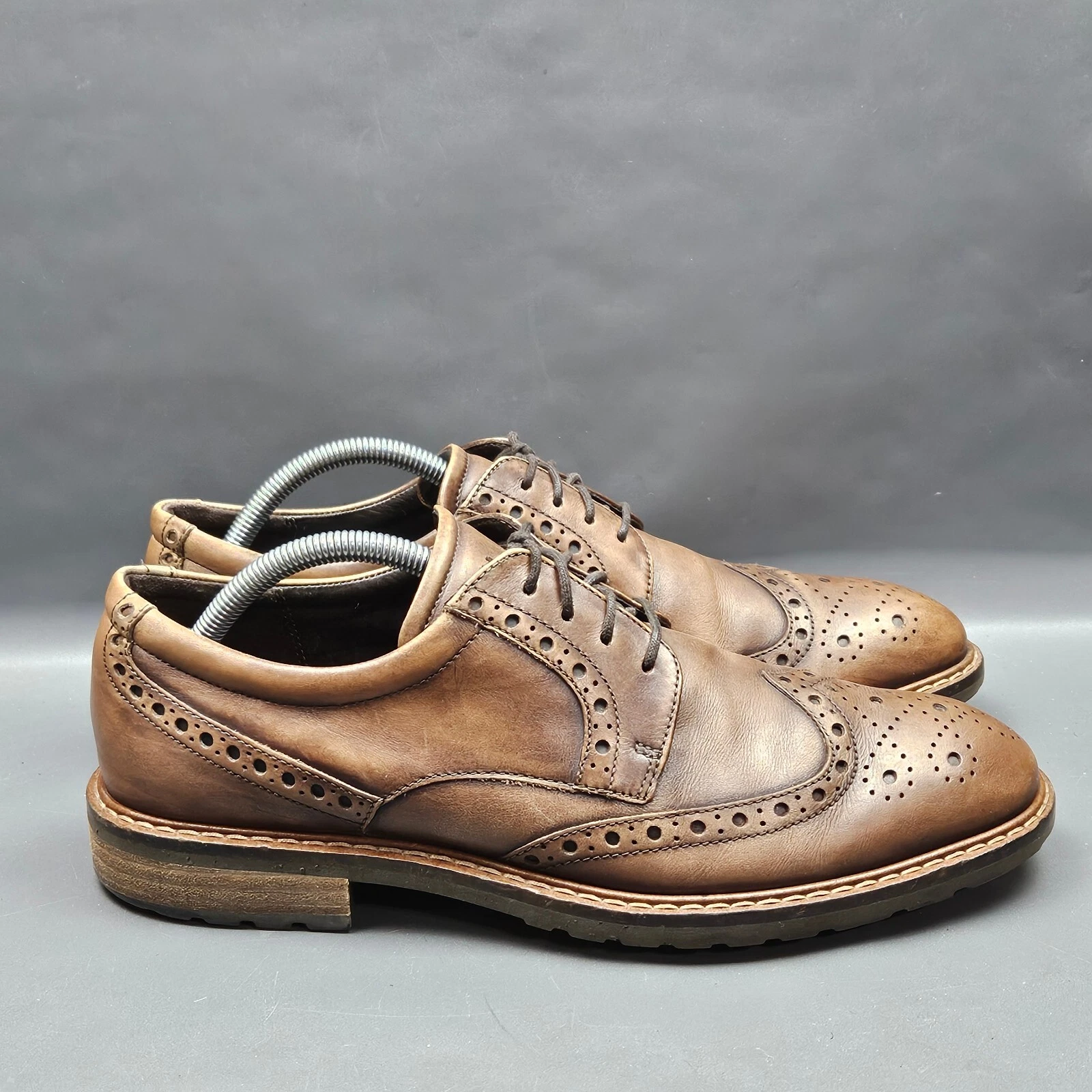 Scarpe eleganti derby Ecco Vitrus Oxford a coda di rondine da uomo taglia 8 in pelle marrone