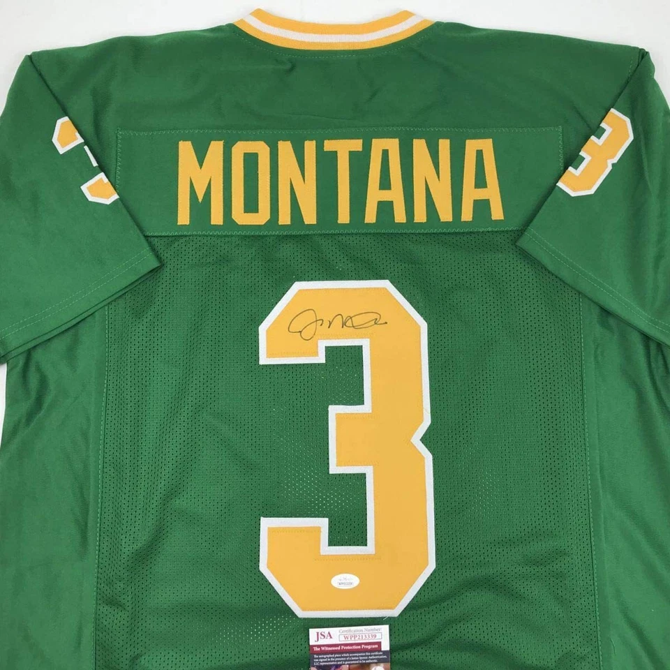 Autographed/Signed Joe Montana Notre Dame Green College Football Jersey JSA COA - Image 2 of 4