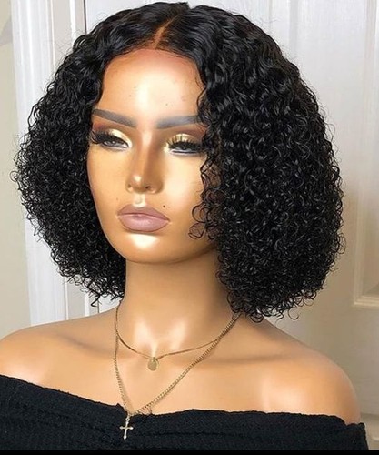 FULL LACE Wigs Short Bob Afro Kinky Curly Human Hair Wigs Peruvian Virgin Hair