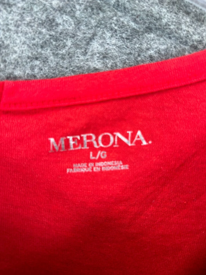 Camisa Merona Para Mujer Grande Roja Bloque de Color Cremallera Trasera Top Blusa Informal Manga Corta Foto 4 de 4