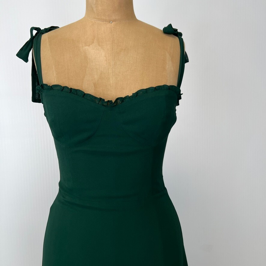 reformation jasen dress green REFORMATION Jasen Ruffled Georgette Maxi Dress