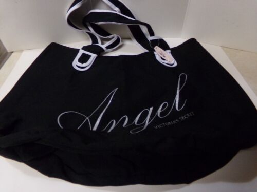 ANGEL by VICTORIA'S SECRET Canvas Black & White Tote Beach Bag NWT